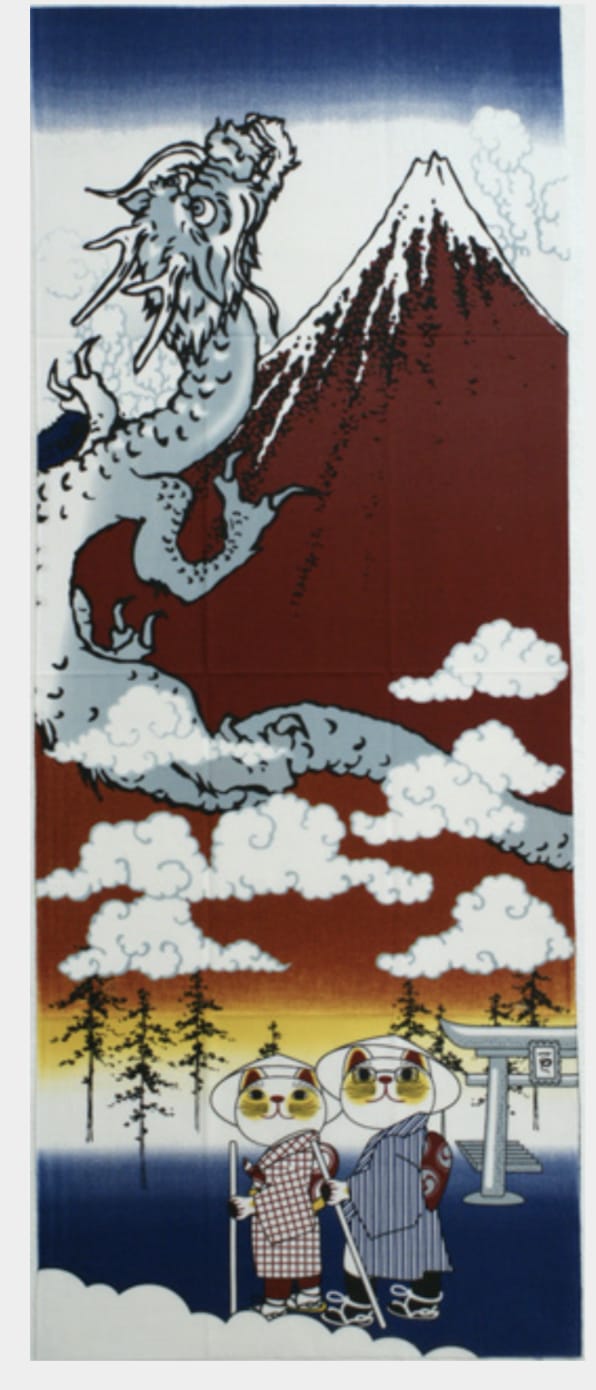 Lucky Beckoning Cat - Shoryu Fuji Japanese Towel
