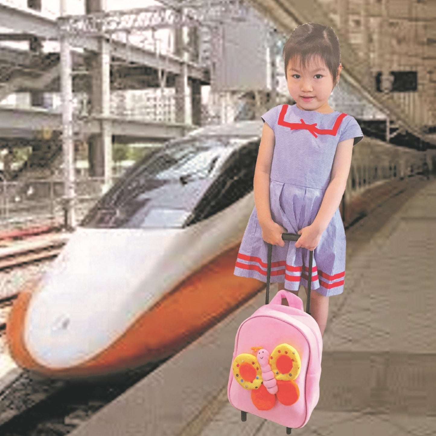 Detachable 3D Butterfly Trolley Backpack