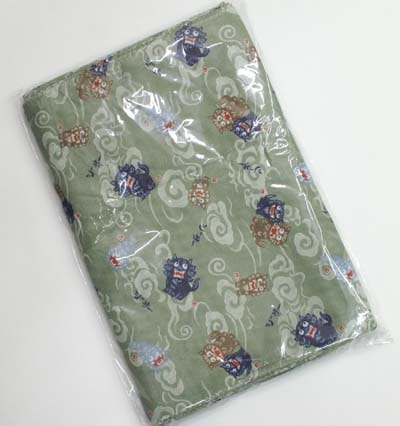 Soft and skin-friendly gauze tenugui_Shisa (lion - green)